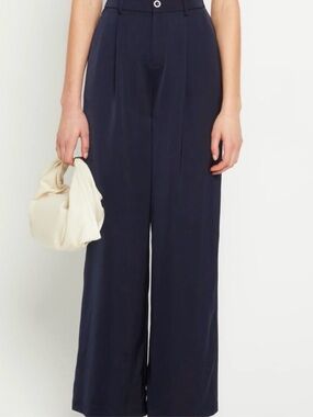 Kourt Silky Wide-Leg Trousers – Navy High Rise (M)